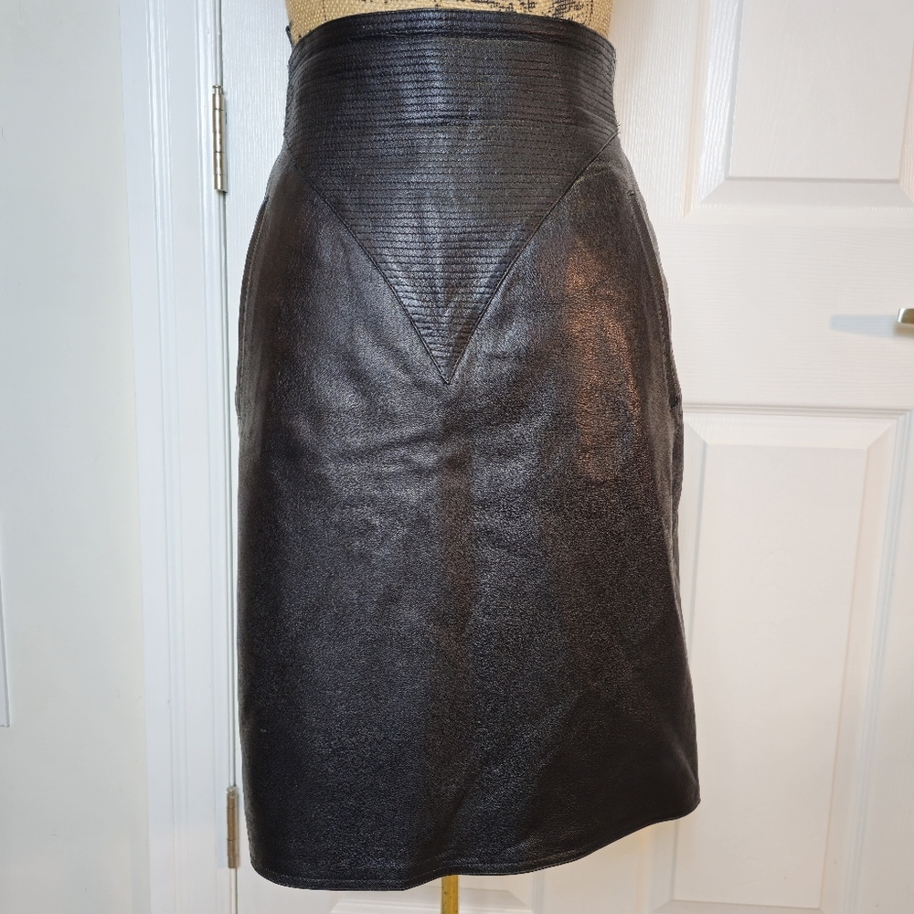 Italian Vintage Soft Leather Skirt High Waisted